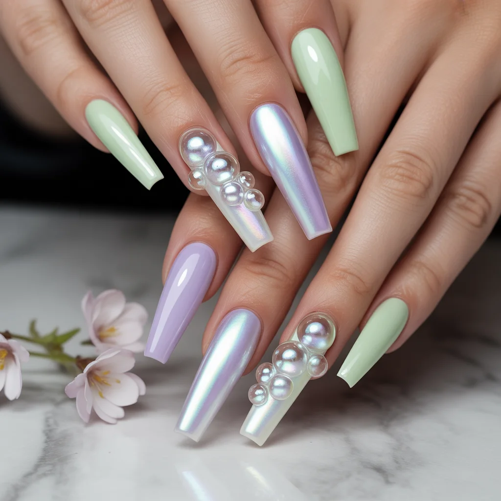3D Clear Bubble Accents Nail