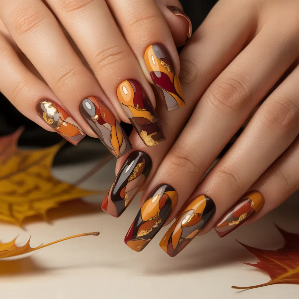 Abstract Autumn Art Nails