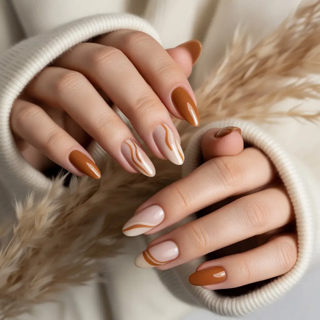 Almond Butter Minimal Lines Nail