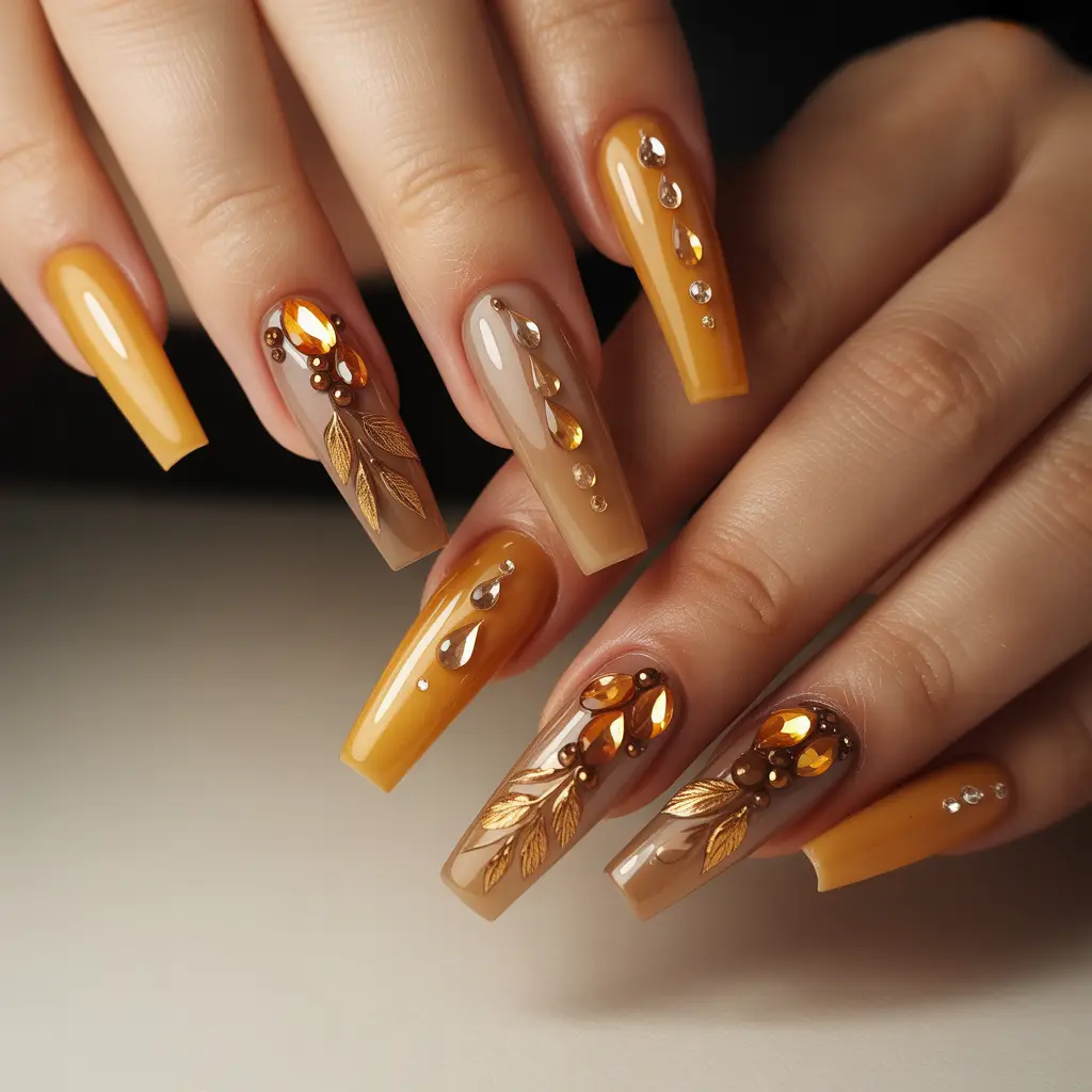 Amber Dewdrop Nails