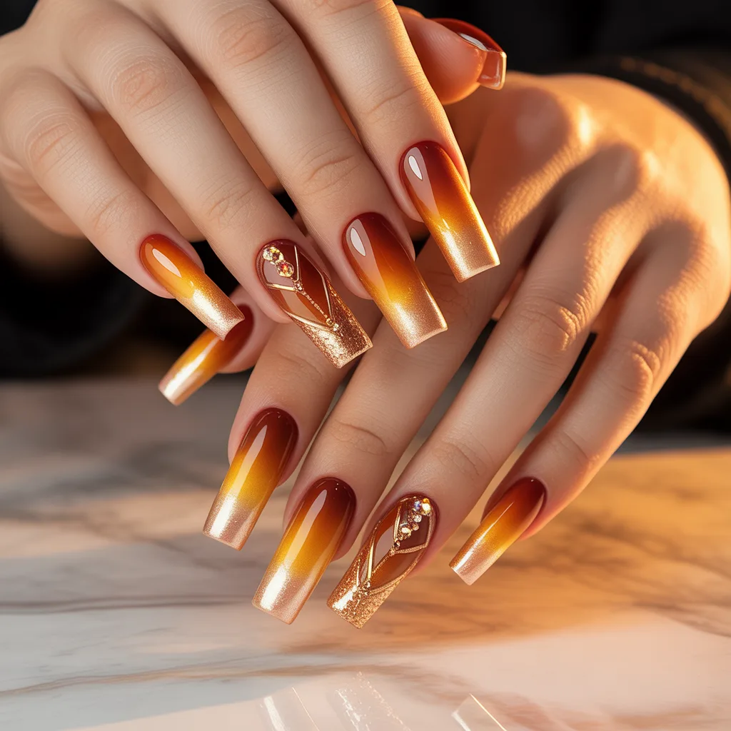 Amber Sunset Nails