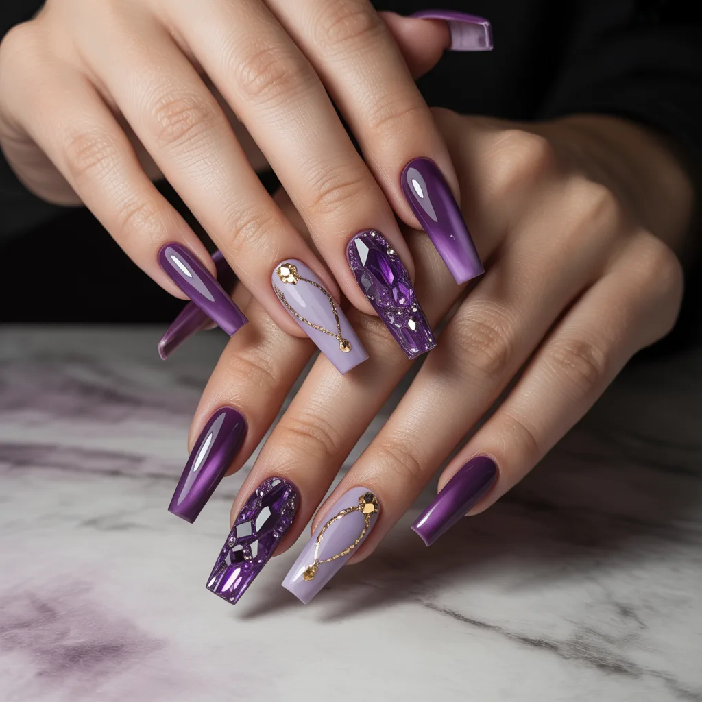 Amethyst Crystal Nails
