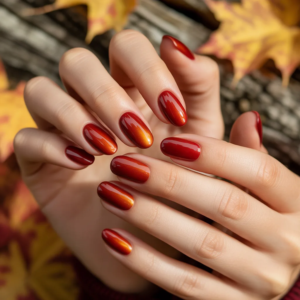 Apple Cider Red Nails