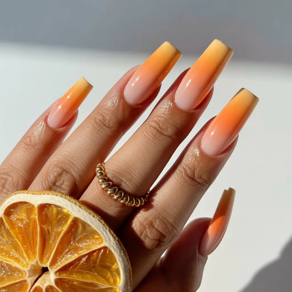 Apricot Airbrush Ombre Nails