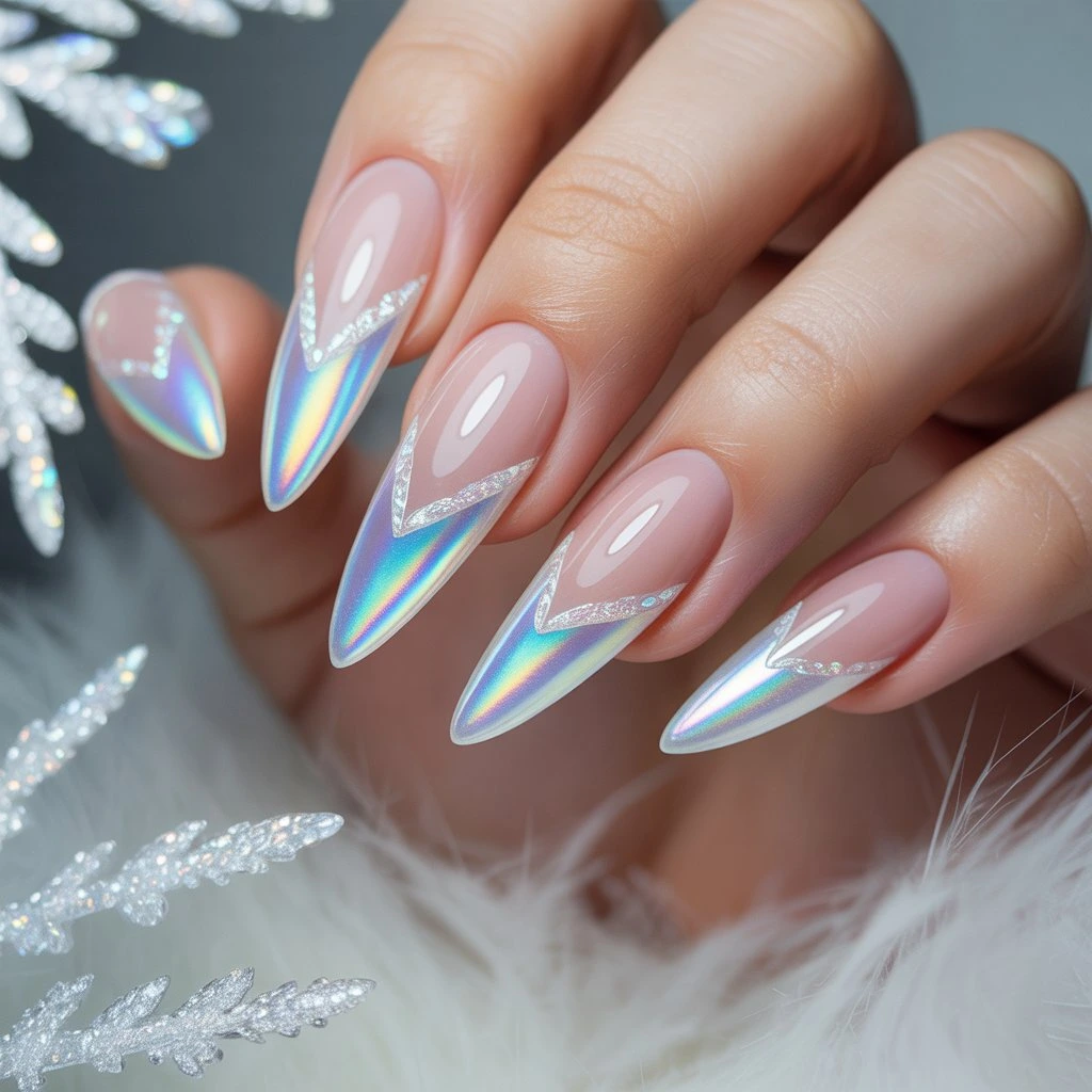 Arctic Hologram Tips Nail