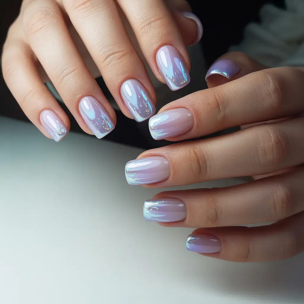 Arctic Lilac Glow Nails