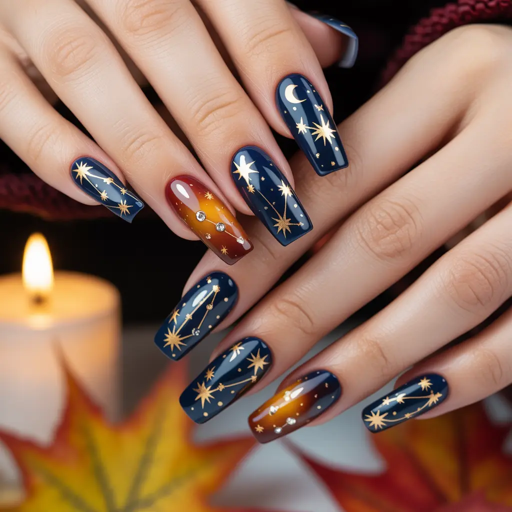 Autumn Constellation Nails