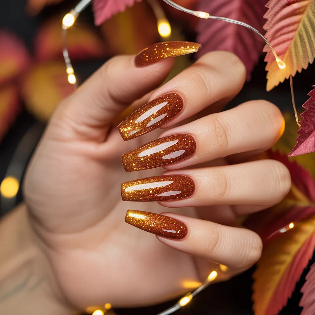Autumn Glitter Gradient Nails
