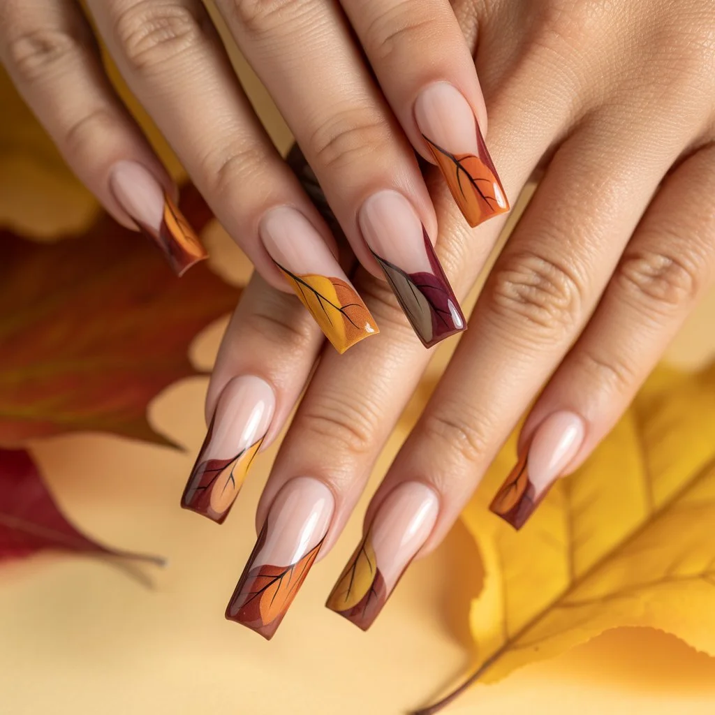 Autumn Leaf French Tips