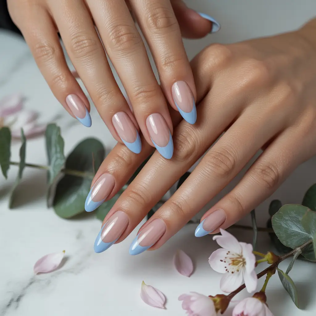 Baby Blue French Tips Nail