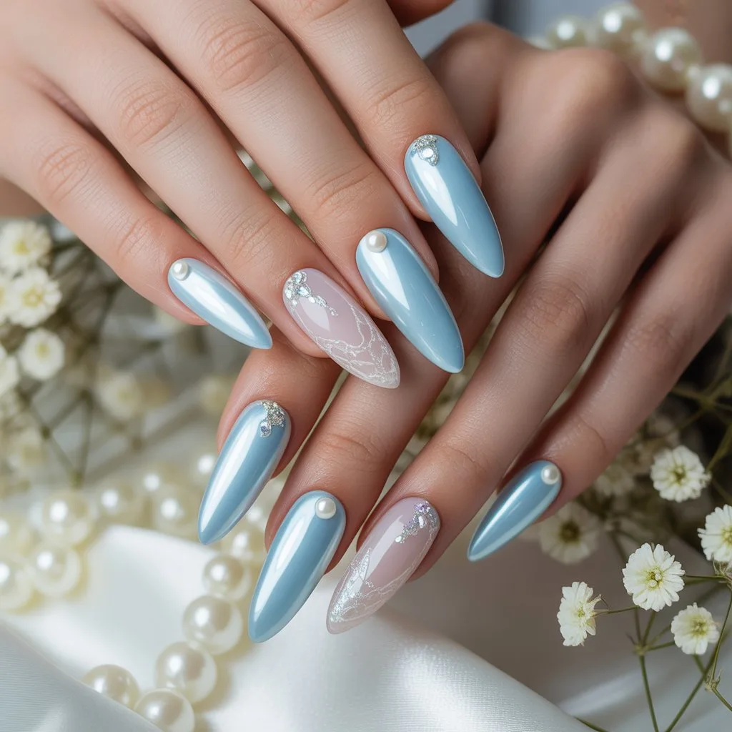Baby-Blue Silk Glaze Nails