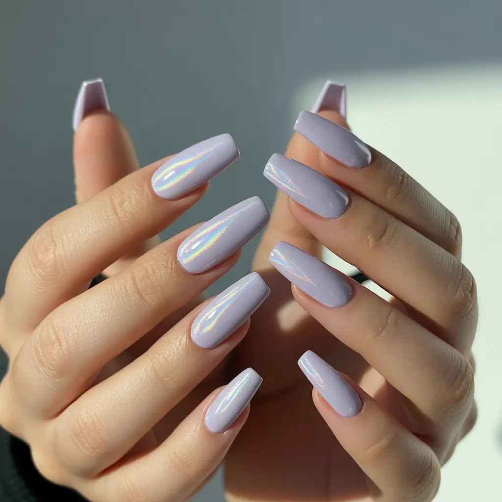 Baby Lavender Chrome Nails