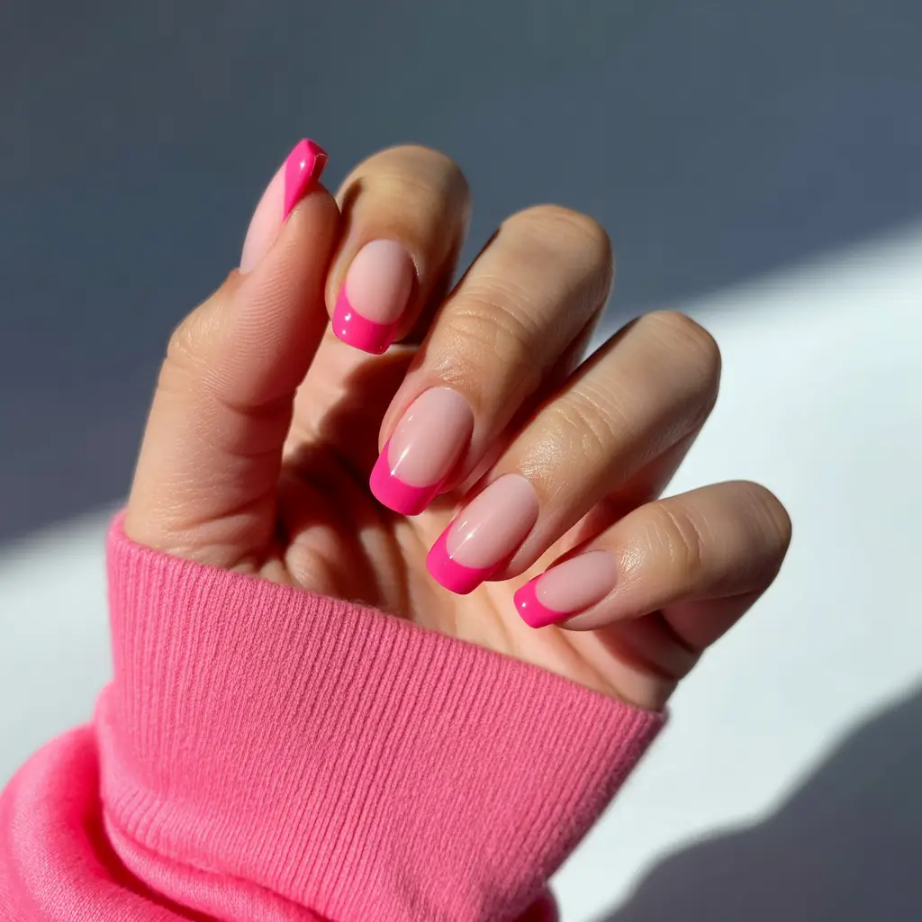 Barbie Pink French Tips Nail