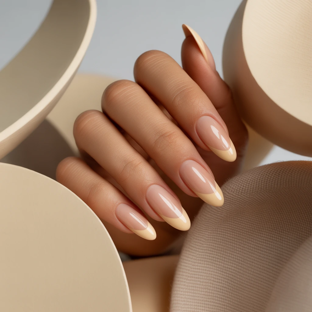 Beige French Tips Nails
