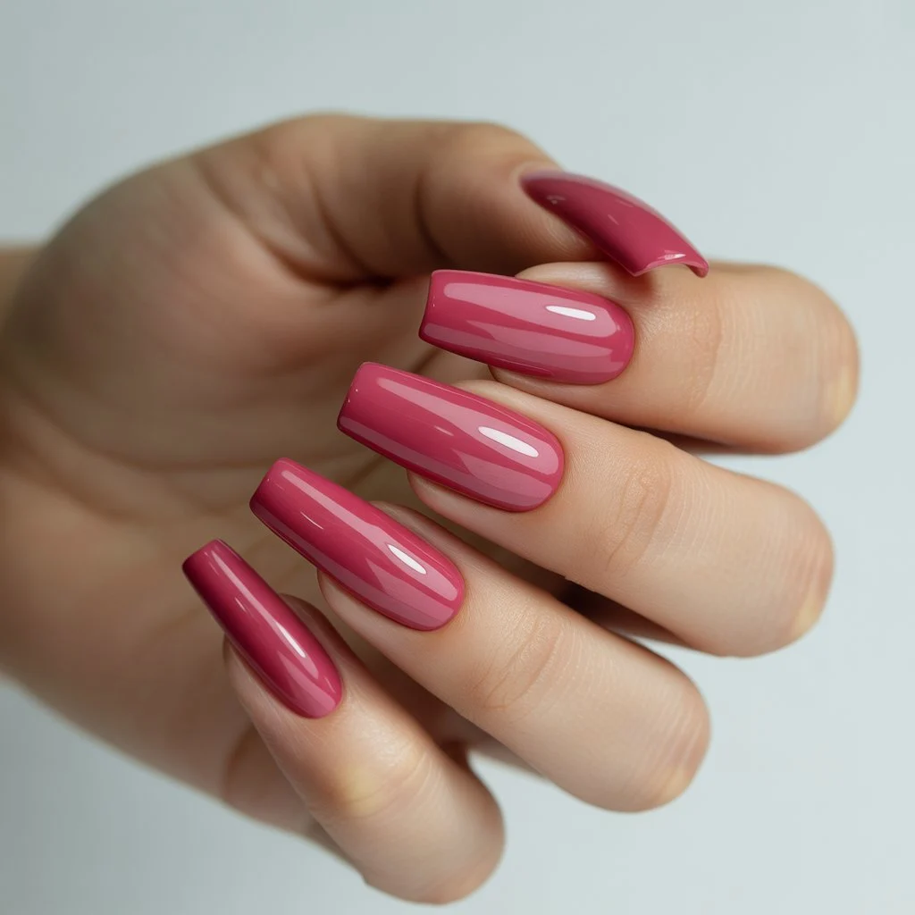 Berry Pink Gloss Nails