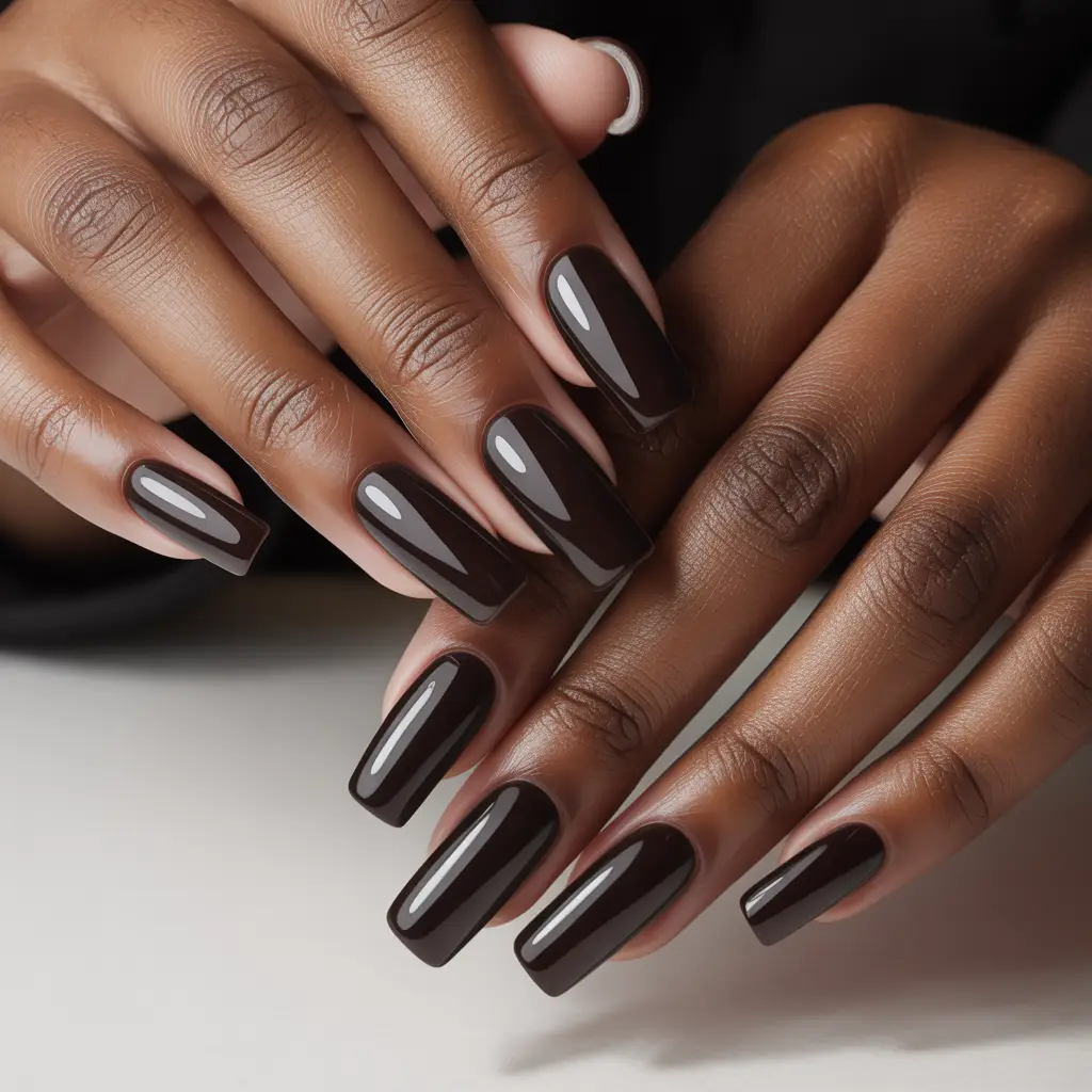 Black Coffee Gloss Nails