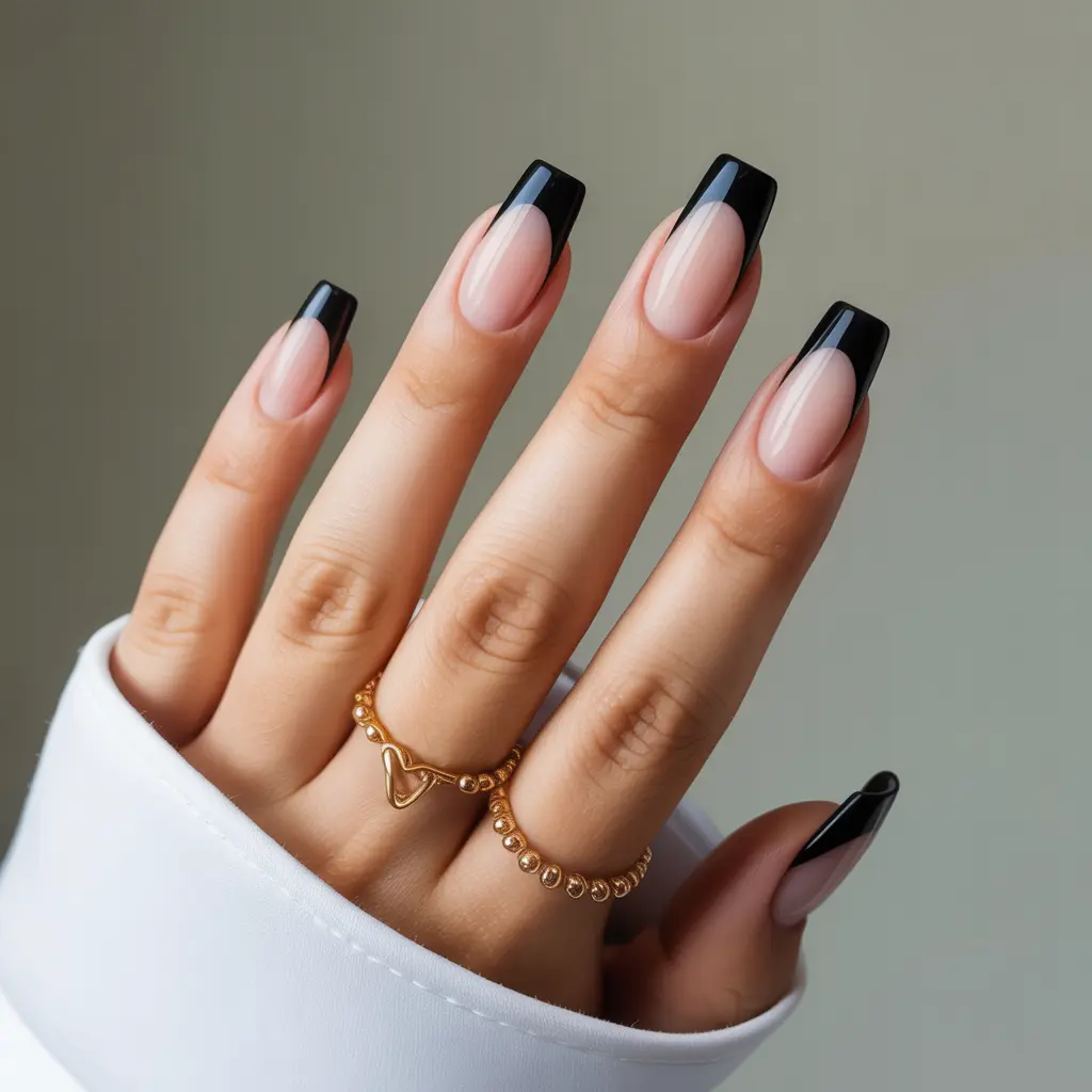 Black French Tips Nails