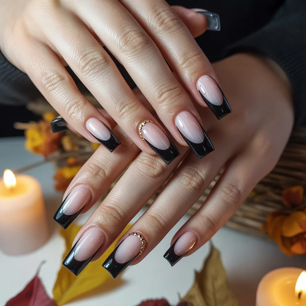 Black French Tips nail