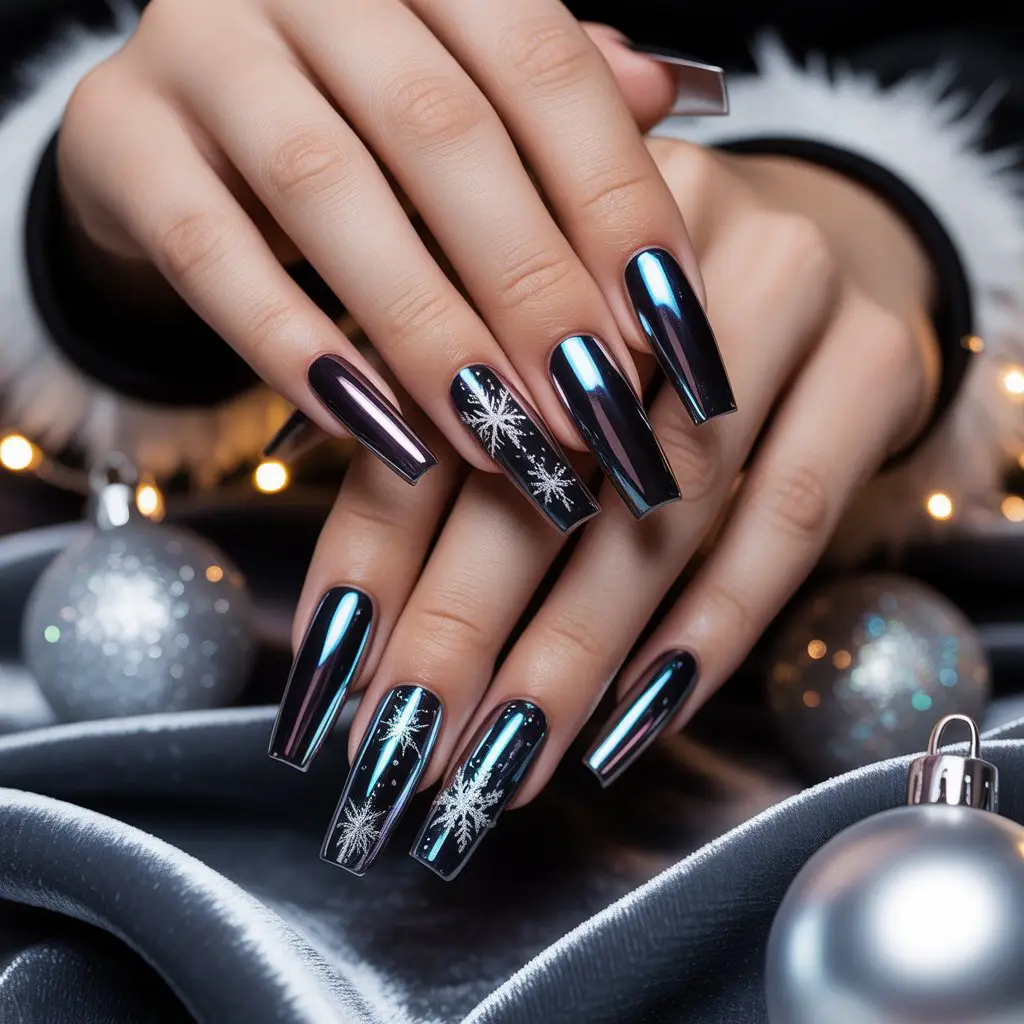 Black Ice Chrome Nails