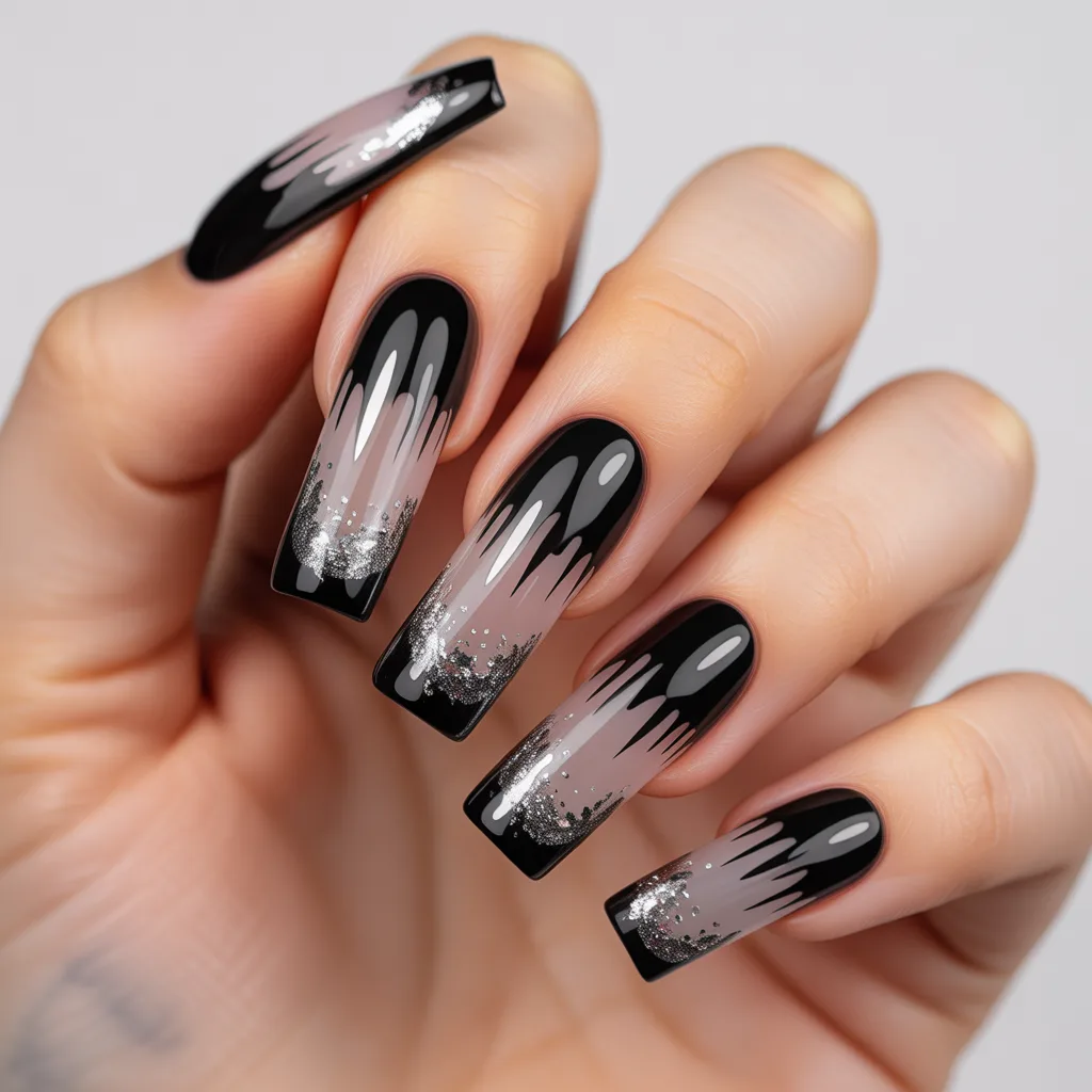Black Icicle French  Nails