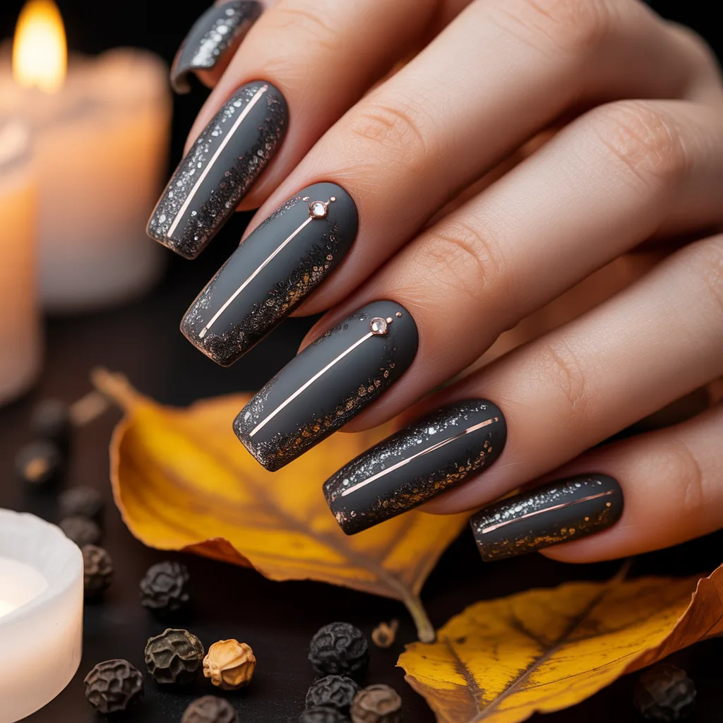 Black Pepper Dust Nails