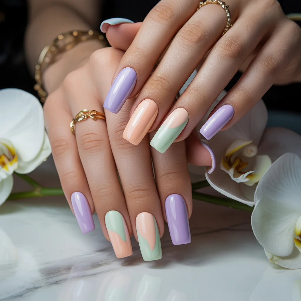 Blended Pastel Acrylics Nail