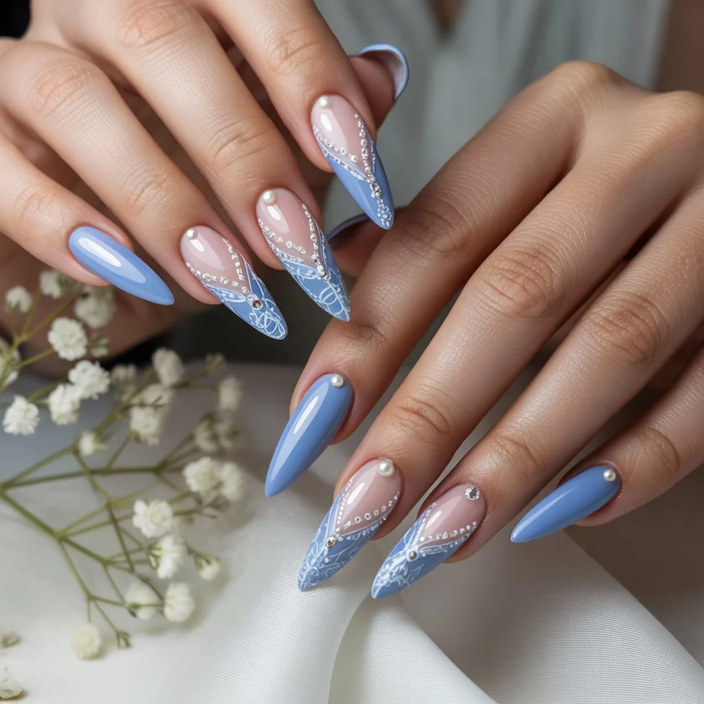 Blue Lace Whisper Nails