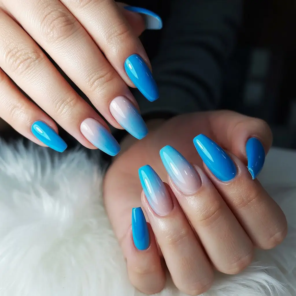 Blue Lagoon Ombre Nails