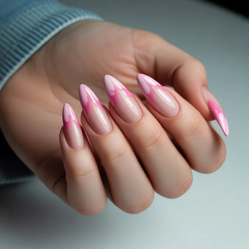 Blush Petal Gradient Nails