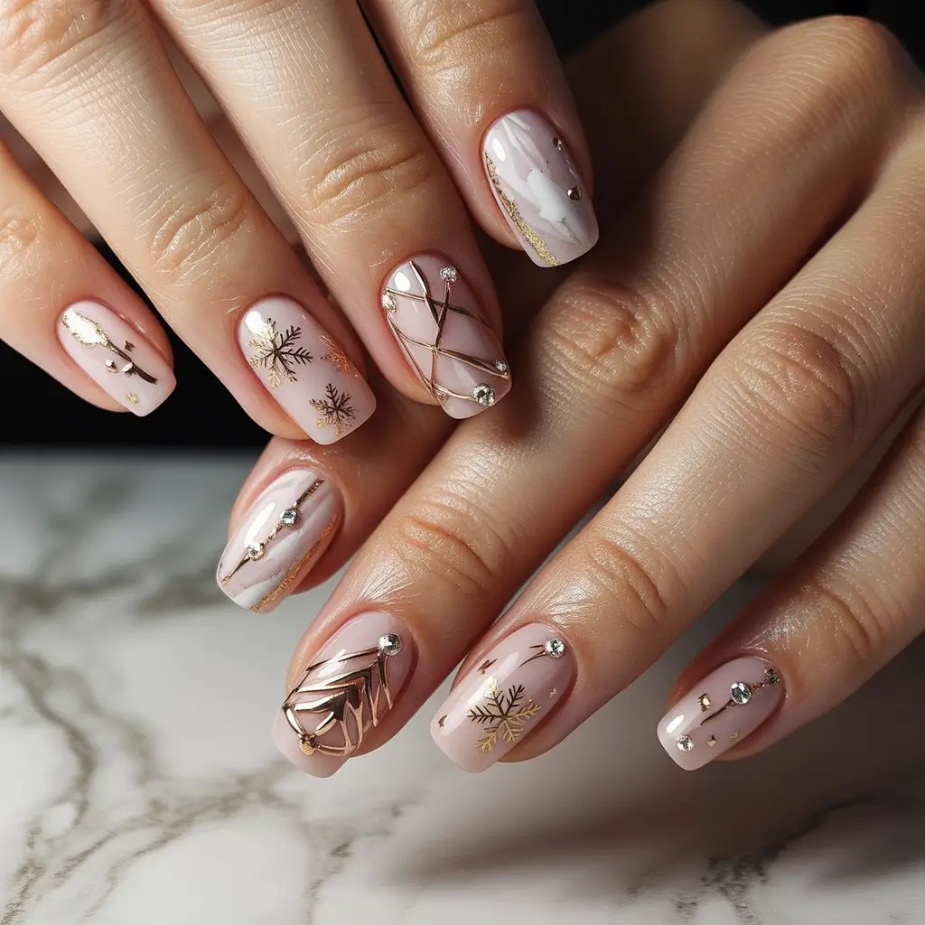 Blush Pink Holiday Nails