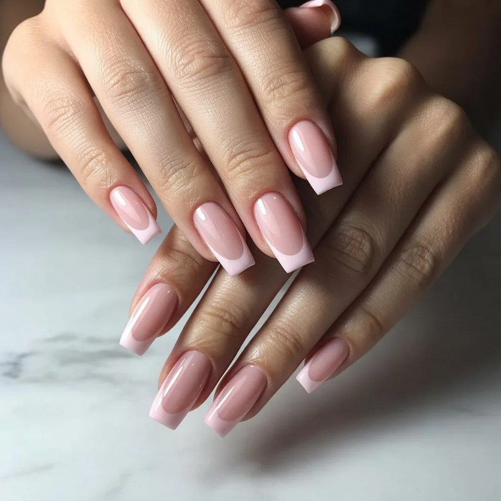 Blush Pink Minimal French Tips Nail