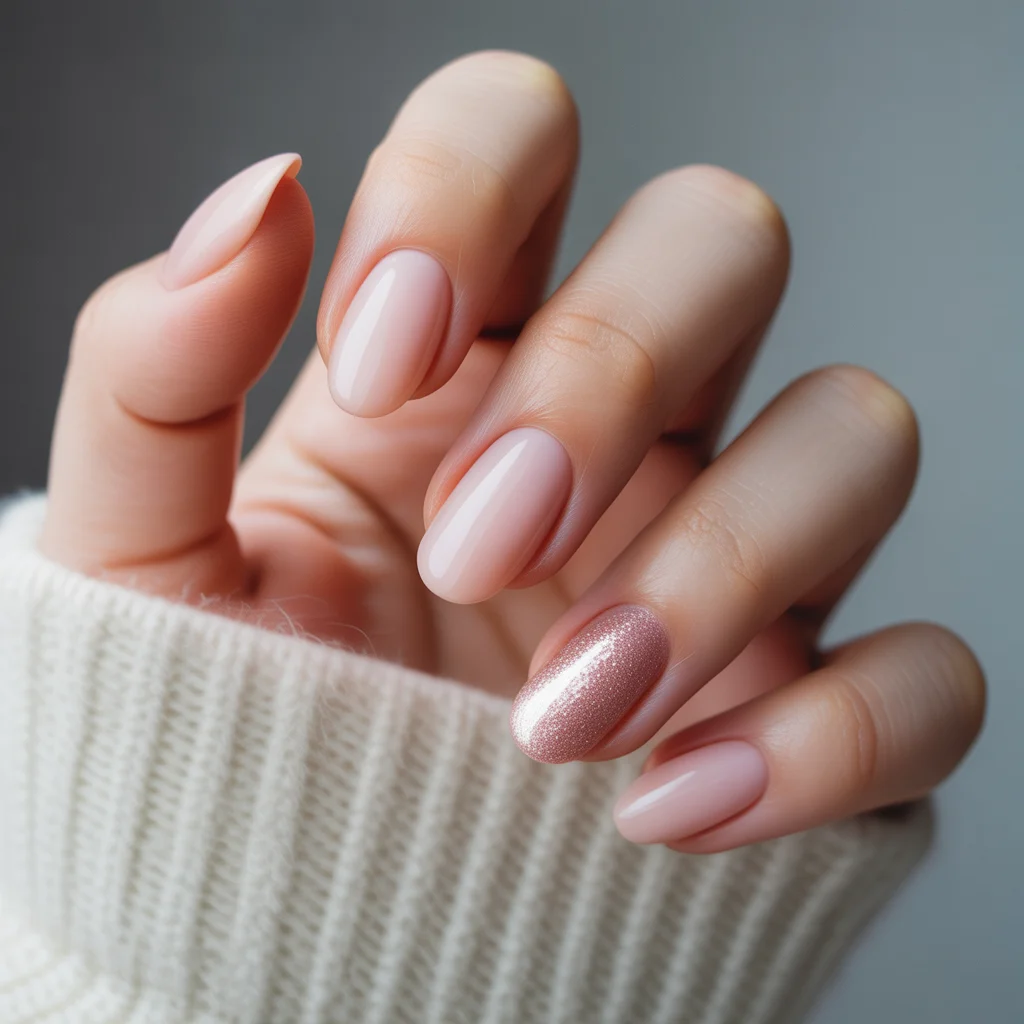 Blush Pink Winter Soft Nails