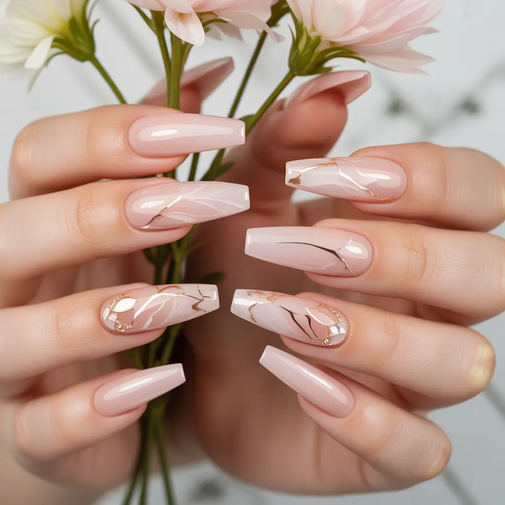 Blush Rose Quartz Nails