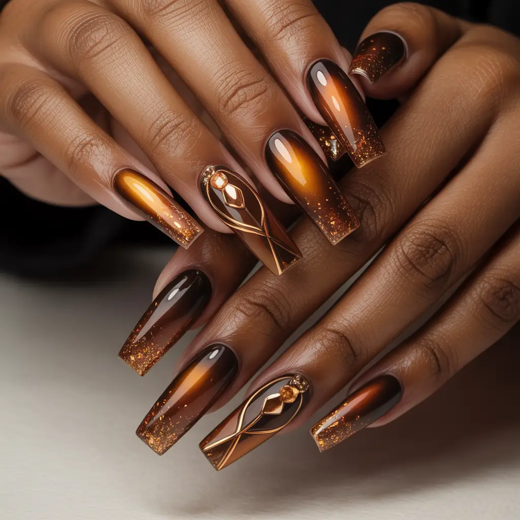 Bronze Ember Gel Nails 