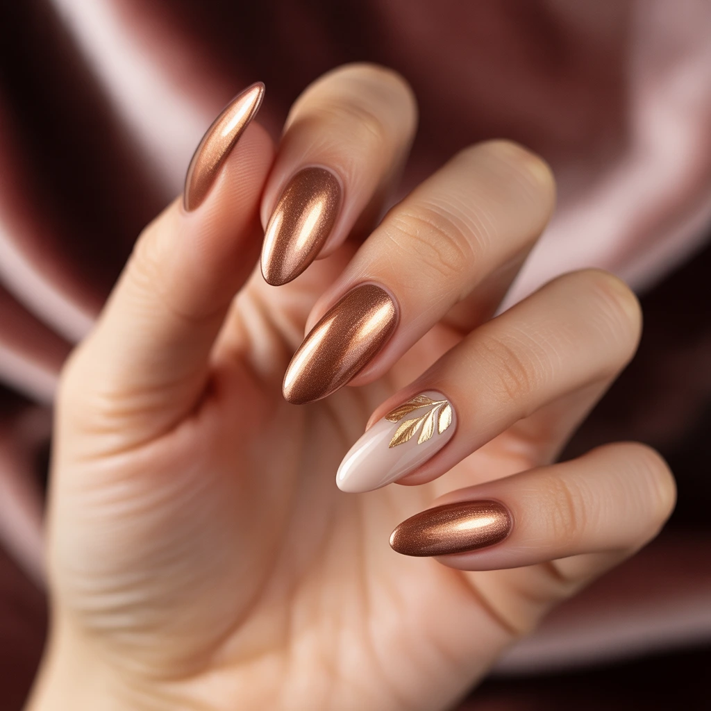 Bronze Shimmer Fade Nails