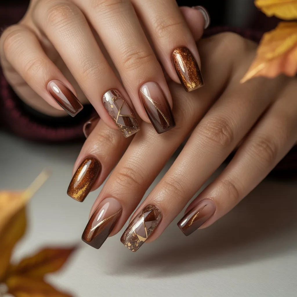 Bronze Spark Mist Squares Nail