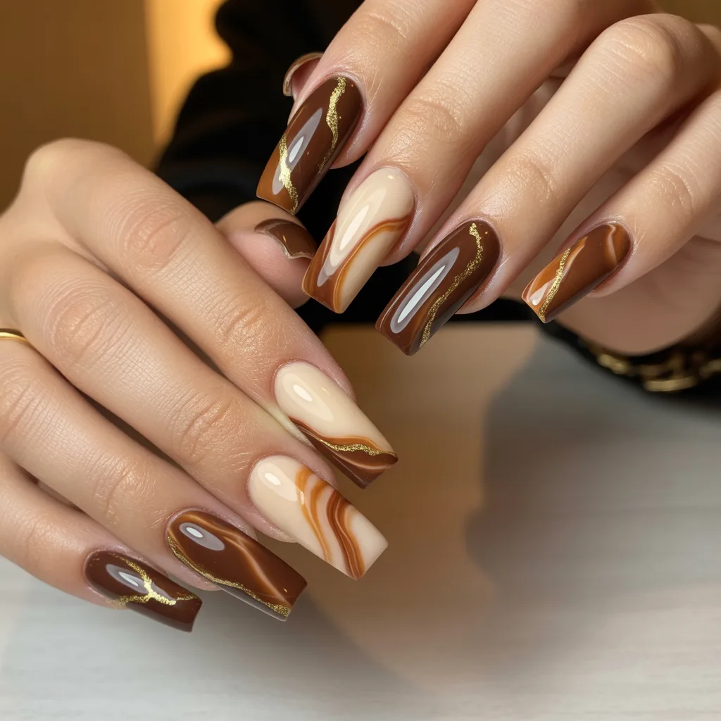 Brown Marble Stone Nails