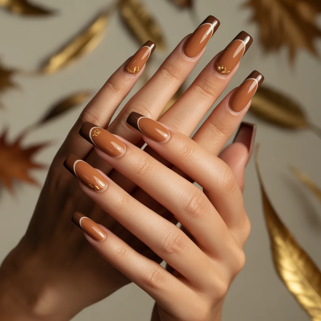 Brown Sugar Micro French Nails