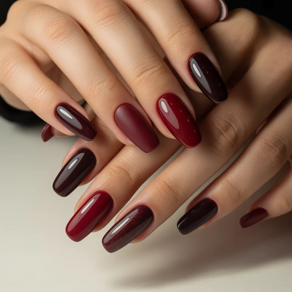 Burgundy Acrylics with Gloss + Matte Mix
