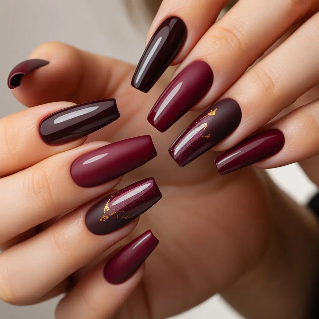 Burgundy Velvet Melt Nails