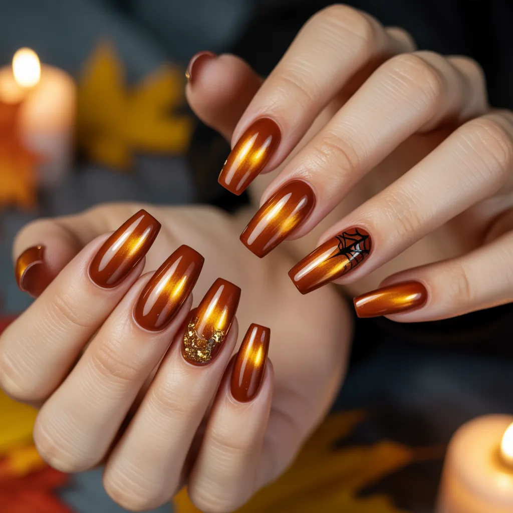 Burnt Gold Cat Eye Nails