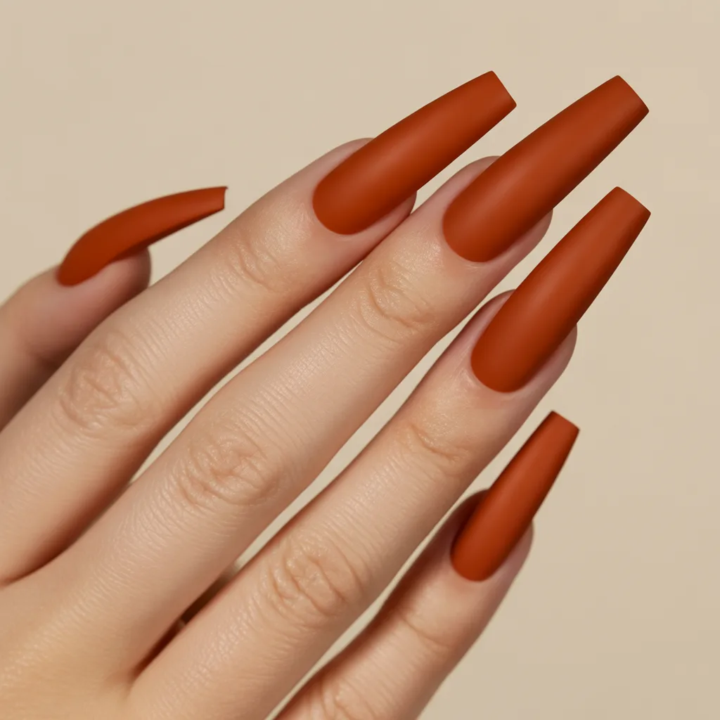 Burnt Orange Matte Nails
