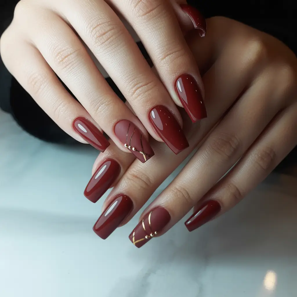 Burnt Red Gel Nails
