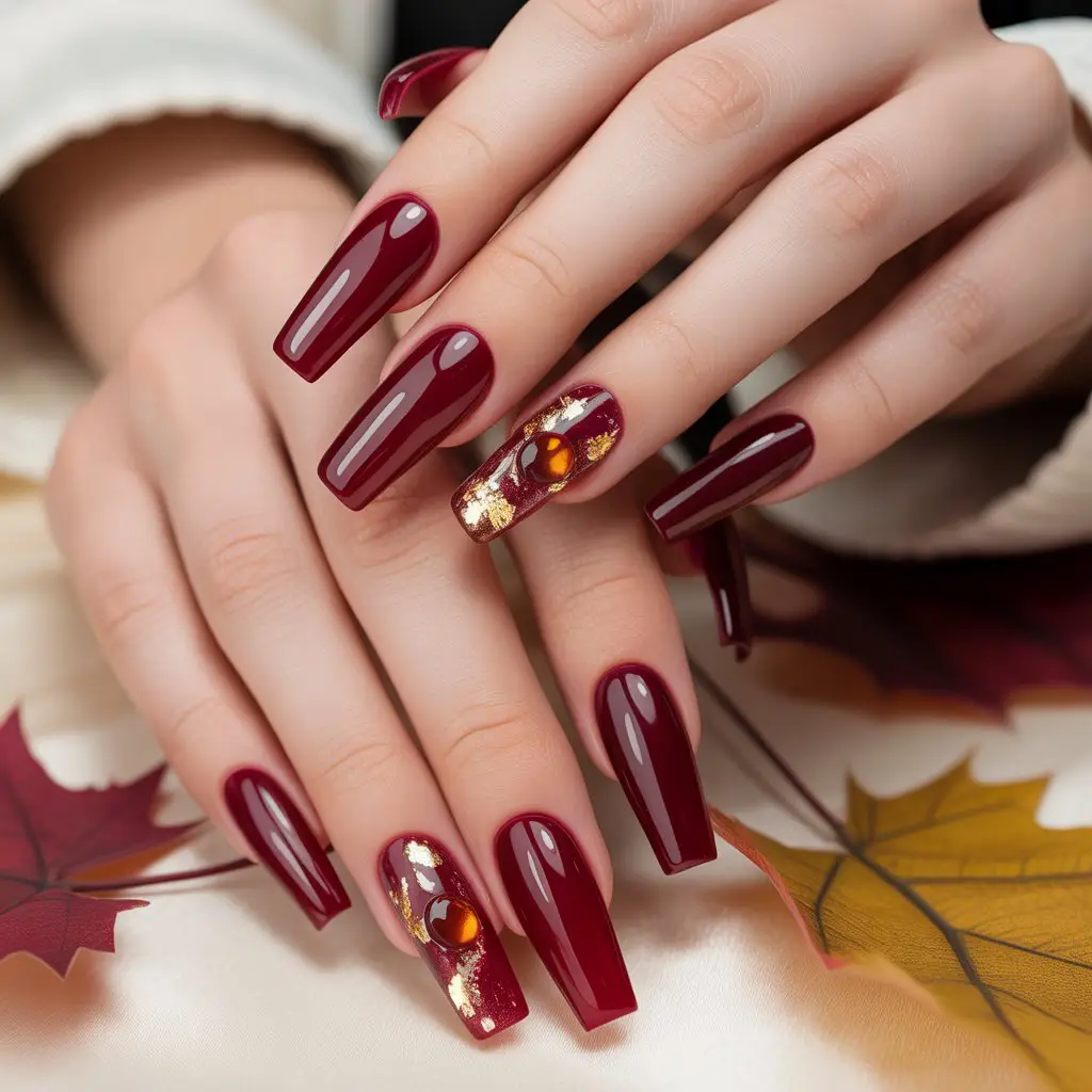 Candy Apple Burgundy Jelly Nails