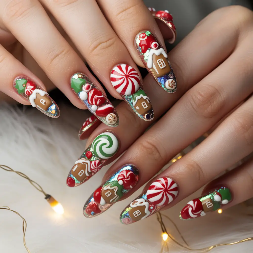 Candy Swirl 3D Nails