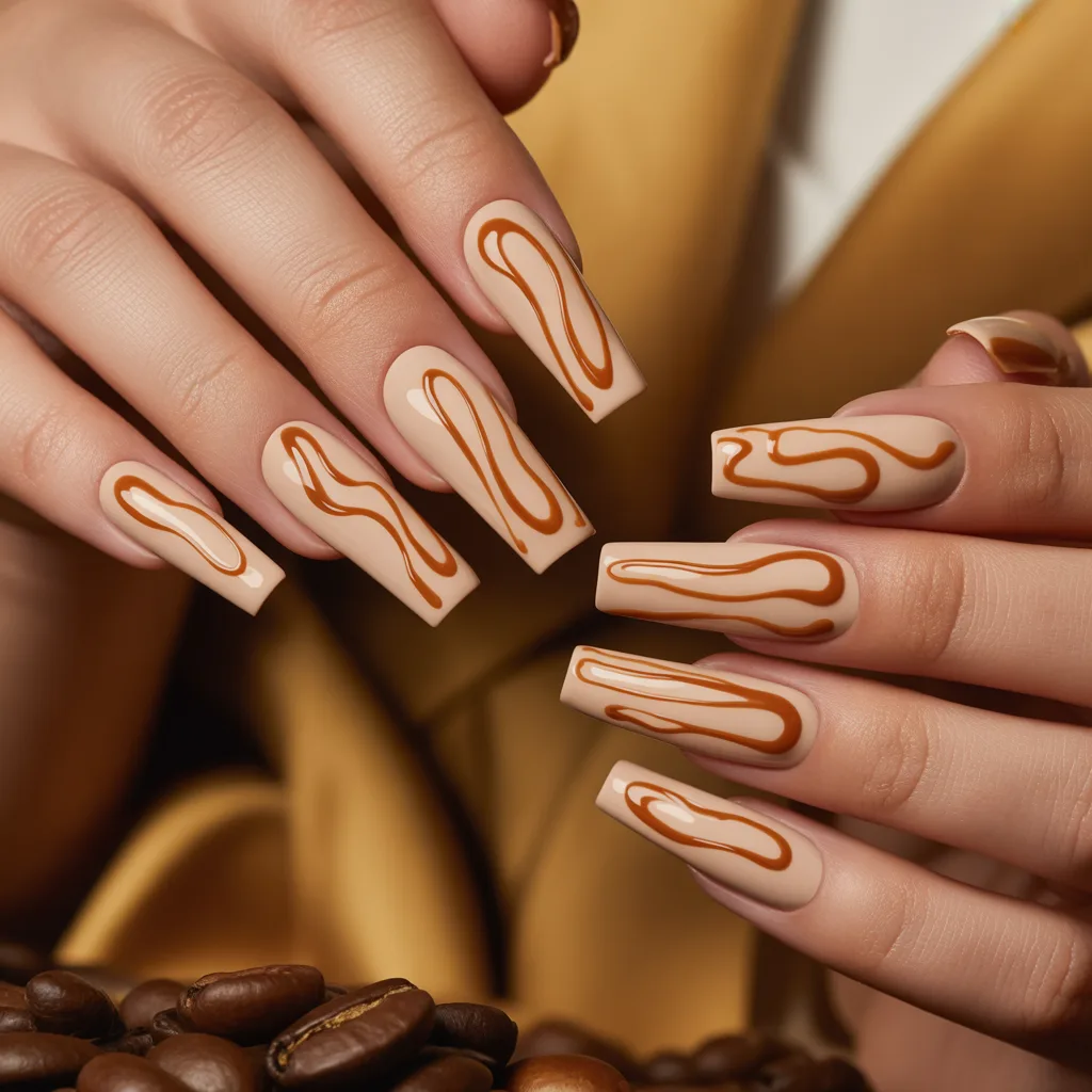 Caramel Drizzle Nails