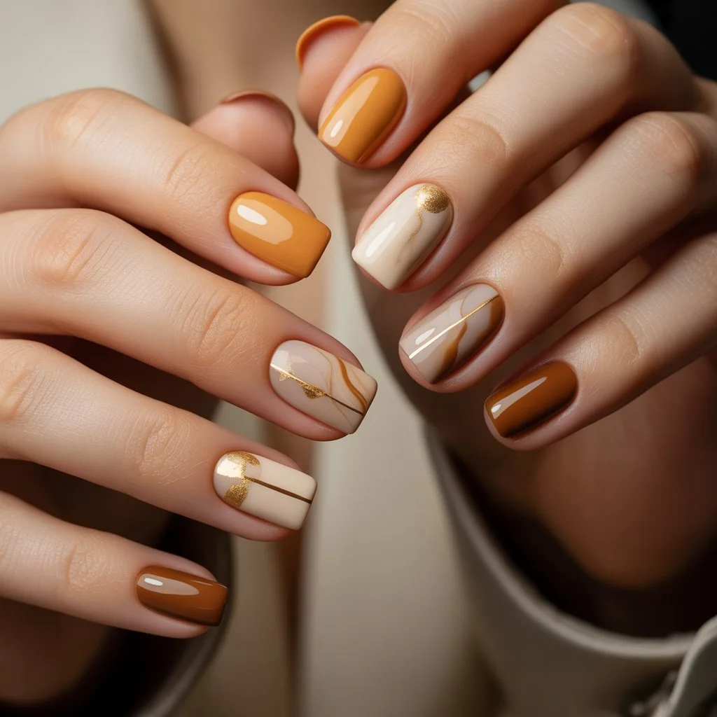 Caramel Latte Square Nails