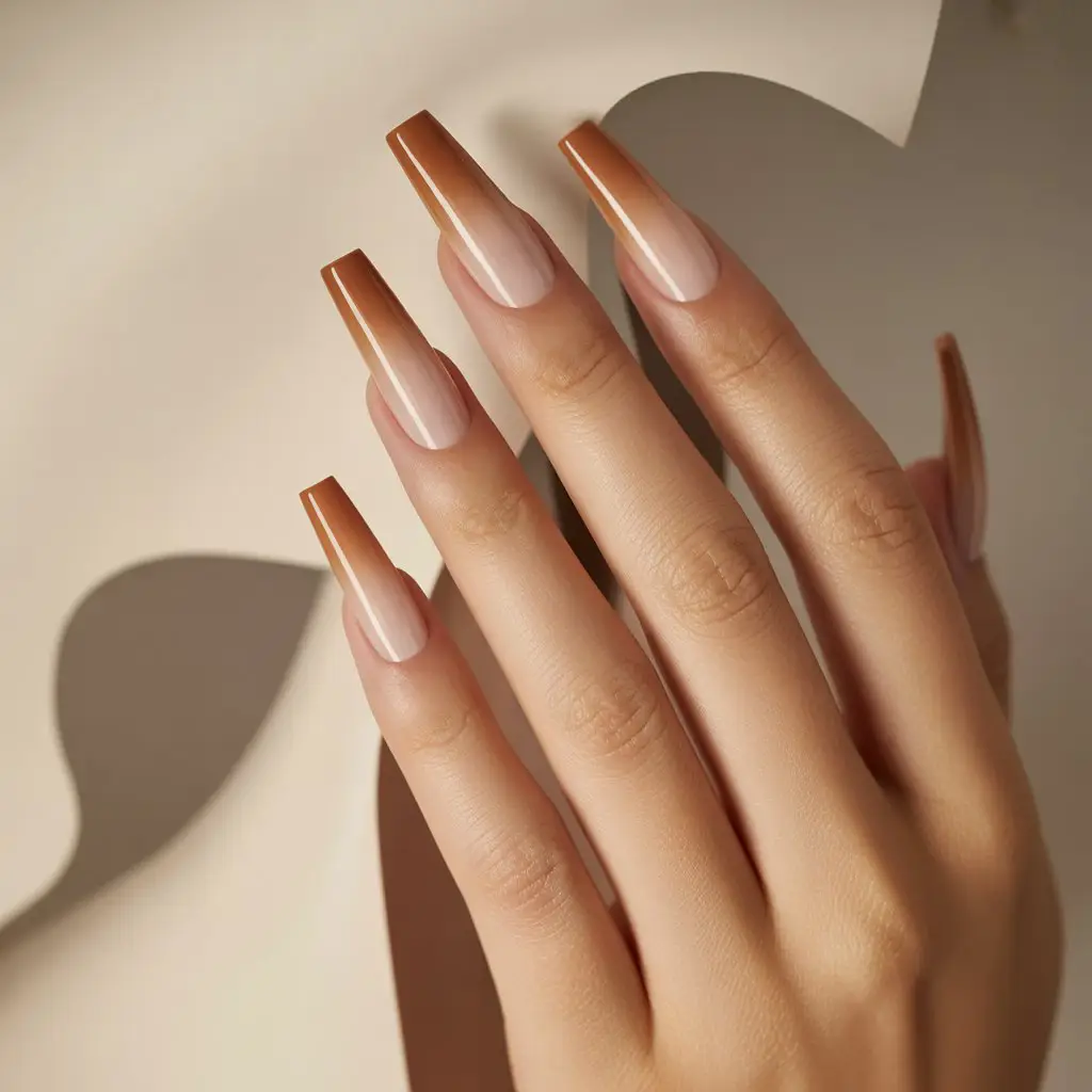 Caramel Nude Fade Nails