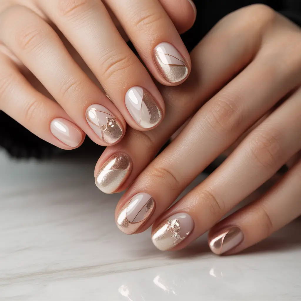Champagne Glow Nails