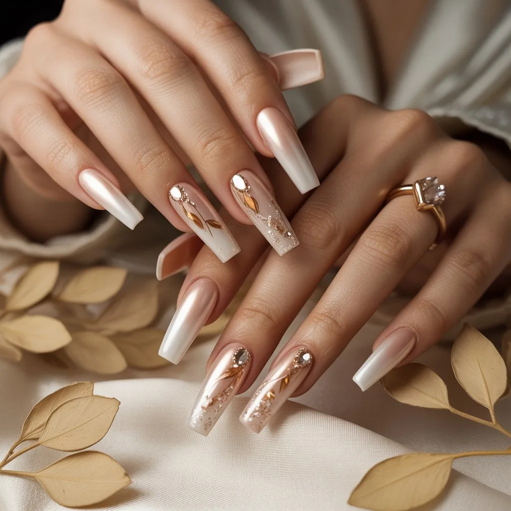 Champagne Glow Nails
